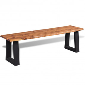 Bench Brown and black Solid acacia wood with powder-coa...
