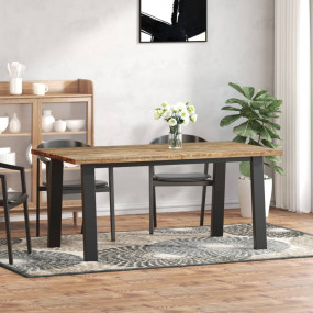 Dining Table Brown and black Solid Acacia wood 67 x 35 ...