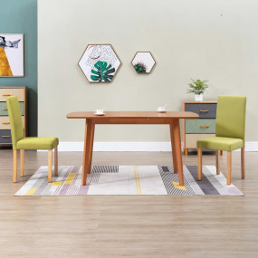 Dining Chair Set of 2 Green Fabric and rubber wood Stan...