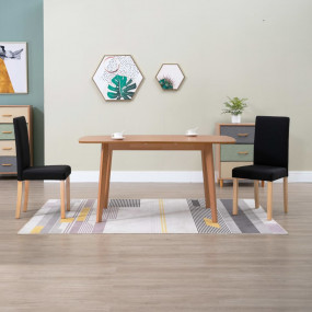 Dining Chair Set of 2 Black Fabric, Rubber Wood Standar...