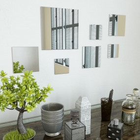 Wall Mirror Set of 7 Transparent Glass Small Decorative...