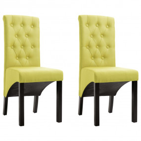 Dining Chair Set of 2 Green Fabric, Rubber wood Standar...