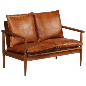 Sofa Brown Goat leather 2-Seater Durable Sofa Rectangul...