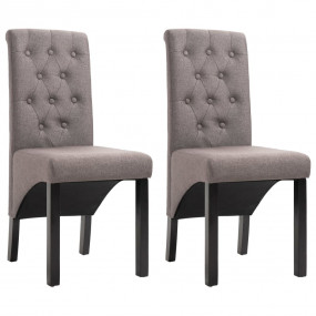 Dining Chair Set of 2 Taupe Fabric, Rubber wood Standar...