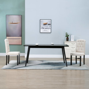 Dining Chair Set of 2 Cream Fabric Standard Durable