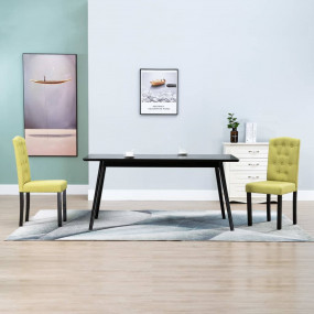 Dining Chair Set of 2 Green Fabric and Rubberwood Stand...
