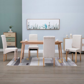 Dining Chair Set of 4 Cream Fabric, Wood Standard Ergon...