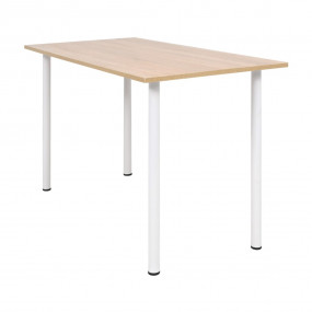 Dining Table Oak and White Engineered wood, Steel Mediu...