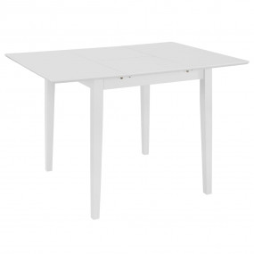 Dining Table White Solid rubber wood and MDF Medium Ext...