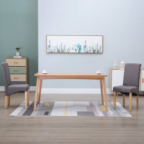 Dining Chair Set of 2 Taupe Fabric and wood Regular Erg...