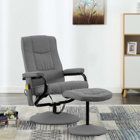 Massage Recliner Light Grey Fabric, Iron and Wood Large...