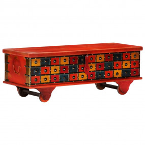 Storage Box Red Solid Acacia Wood 43.3 in Storage Box