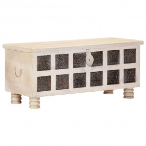 Storage Box White Solid Acacia Wood 43.3 in Storage Box