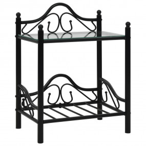 Bedside Table Black Steel 17.7x12.0x23.6 in Durable