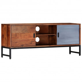 TV Cabinet Honey Finish with Blue Accent