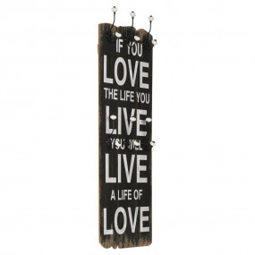 Coat Rack Black and White MDF board and metal hooks 47....