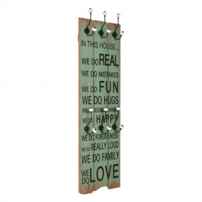 Coat Rack Green and black MDF board, metal hooks 47.2 x...