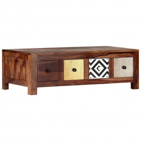 Coffee Table Brown with multicolored drawer fronts