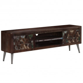 TV Cabinet Multicolored Solid reclaimed wood and steel