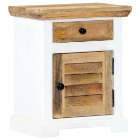 Nightstand White and Brown Solid mango wood, engineered...