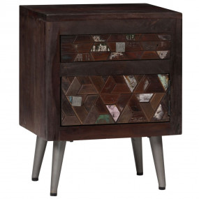 Bedside Cabinet Multicolor Solid reclaimed wood and ste...