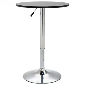 Bar Table Black MDF, Chrome Steel Round, Adjustable Hei...
