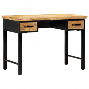 Writing Table Natural and Black Solid Mango Wood, Engin...
