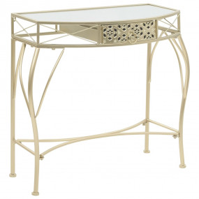 Side Table Gold Metal, Glass 32.3 x 15.4 x 29.9 in