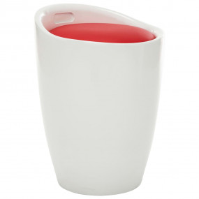 Stool White and Red Faux Leather, Plastic Medium Stool ...