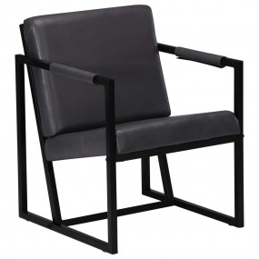 Armchair Grey Real leather, Powder-coated steel Single ...