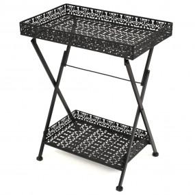 Table Black Metal 22.8x13.8x28.3 in Foldable Tea Table