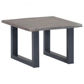 Coffee Table Grey Solid Acacia Wood, Powder-Coated Iron...