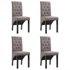 Dining Chair Set of 4 Taupe Fabric, Rubber wood Standar...