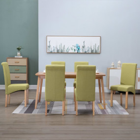 Dining Chair Set of 6 Green Fabric and wooden frame Sta...