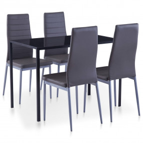 Kitchen Dining Set Gray Tempered Glass Standard