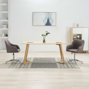 Dining Chair Set of 2 Taupe Fabric, Plywood, Steel Stan...