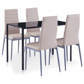 Kitchen Dining Set Cappuccino Tempered glass Medium Sea...