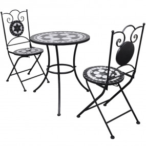 Patio Furniture Black and White Powder-coated steel and...