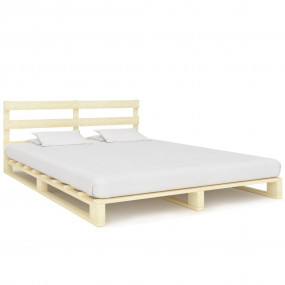 Bed Frame Natural Solid pine wood Double Tough Rectangu...