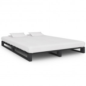 Bed Frame Grey Solid pine wood Full Simple Bed Frame