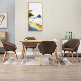 Dining Chair Set of 4 Brown Fabric Standard Ergonomic