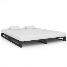 Bed Frame Grey Solid pine wood Double size Durable Bed ...