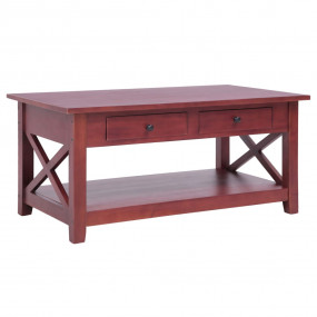 Coffee Table Brown Solid Mahogany Medium Rectangular