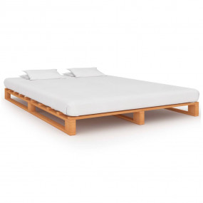 Bed Frame Brown Solid Pine Wood 63.0 x 78.7 in Durable