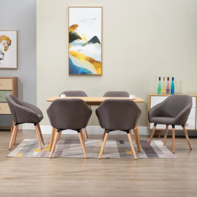 Dining Chair Set of 6 Taupe Polyester and solid wood St...