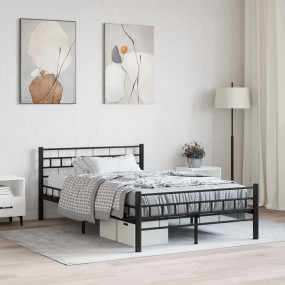 Bed Frame Black Steel frame, plywood slats 55.1 x 78.7 ...