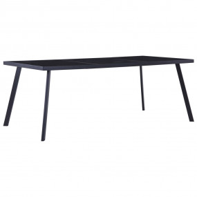Dining Table Black Tempered glass, Steel Large Durable