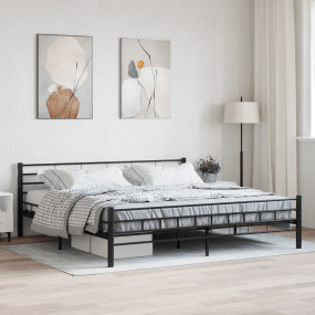 Bed Frame Black Steel frame and plywood slats 78.7x78.7...