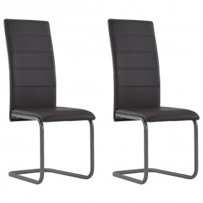 Dining Chair Set of 2 Brown Faux leather upholstery, St...