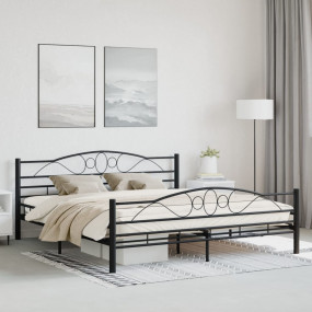 Bed Frame Black Steel, Plywood Super King Bed Frame Rec...